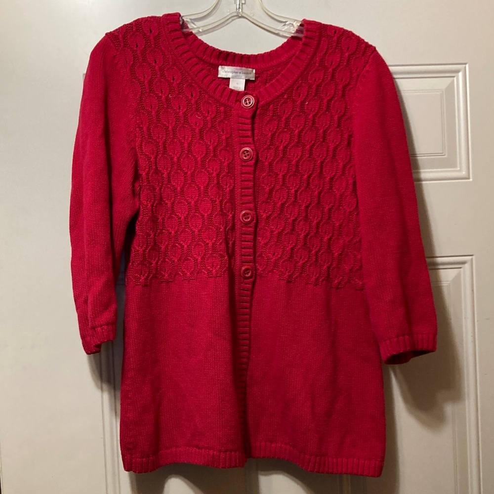 Christopher & Banks Red Button-Up Cardigan M